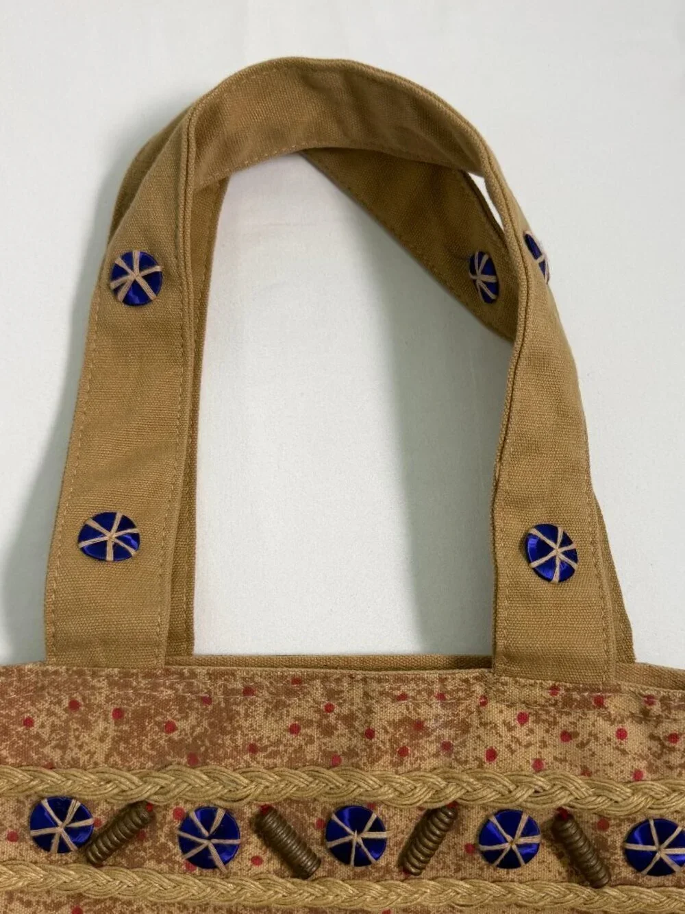 Laurel Burch Cat Tote Bag Vintage Style Canvas Handbag Blue Cats Folk Art Zipper